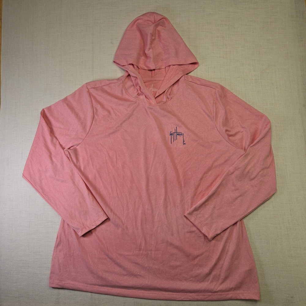 Guy Harvey Sun Shirt Hoodie XXL Men's Pink Fishing Performance Marlin Like New